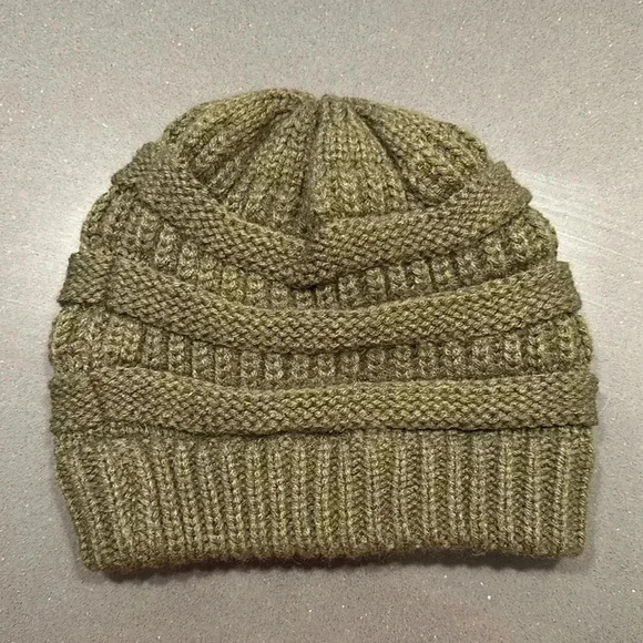 C.C Knit Army Green Beanie - Picture 2 of 2